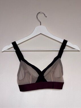 Dkny Sheer Mesh Bralette in Black and Burgundy